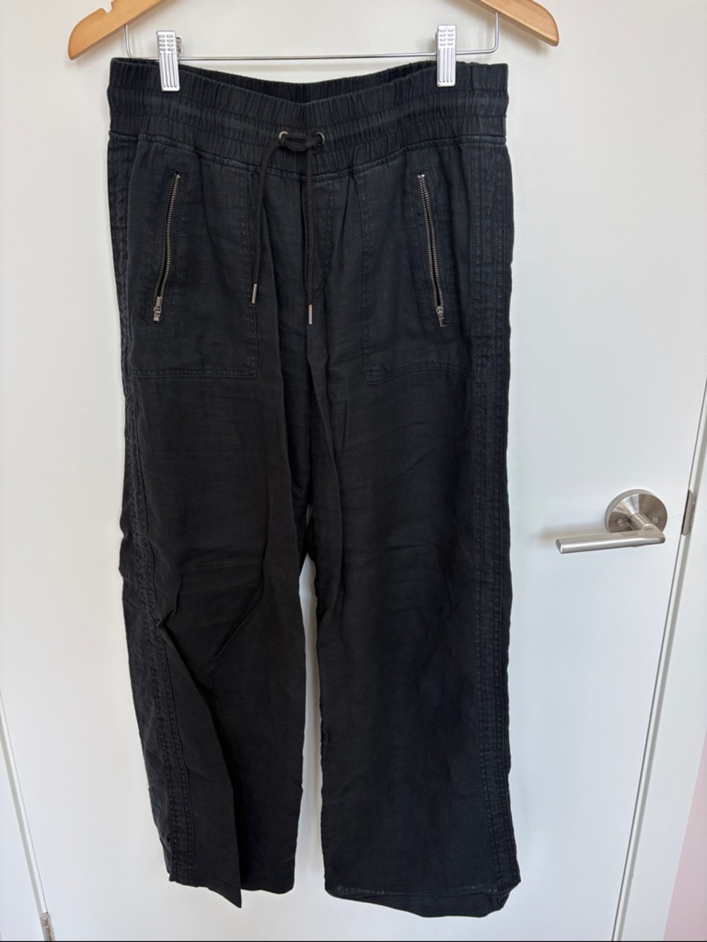 Athleta Black Drawstring Joggers with Zip Pockets